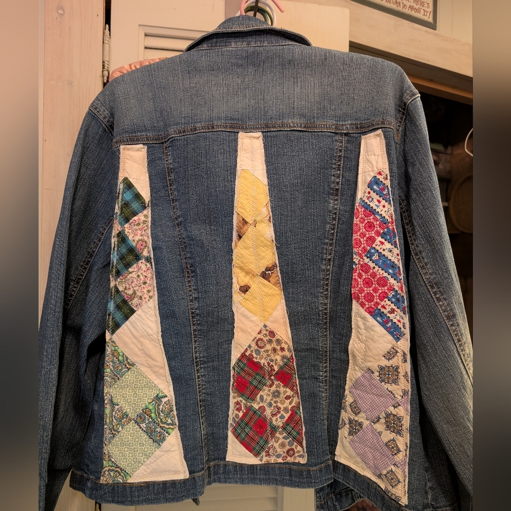 St Johns Bay Denim Jacket With Quilt Strips
